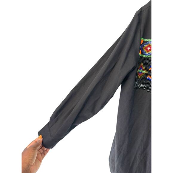 Lew‎ Magram Blouse VTG Women's Western Rodeo Beaded Heritage Native Button Up 8 - Picture 16 of 16